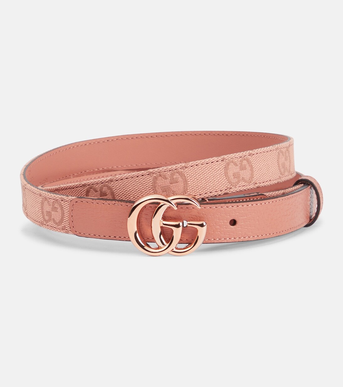 

Ремень из жаккарда и кожи GG Marmont Gucci, розовый