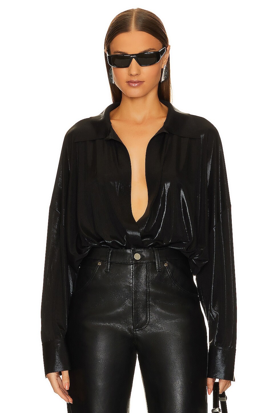 

Боди Norma Kamali Super Oversized Boyfriend Shirt, черный