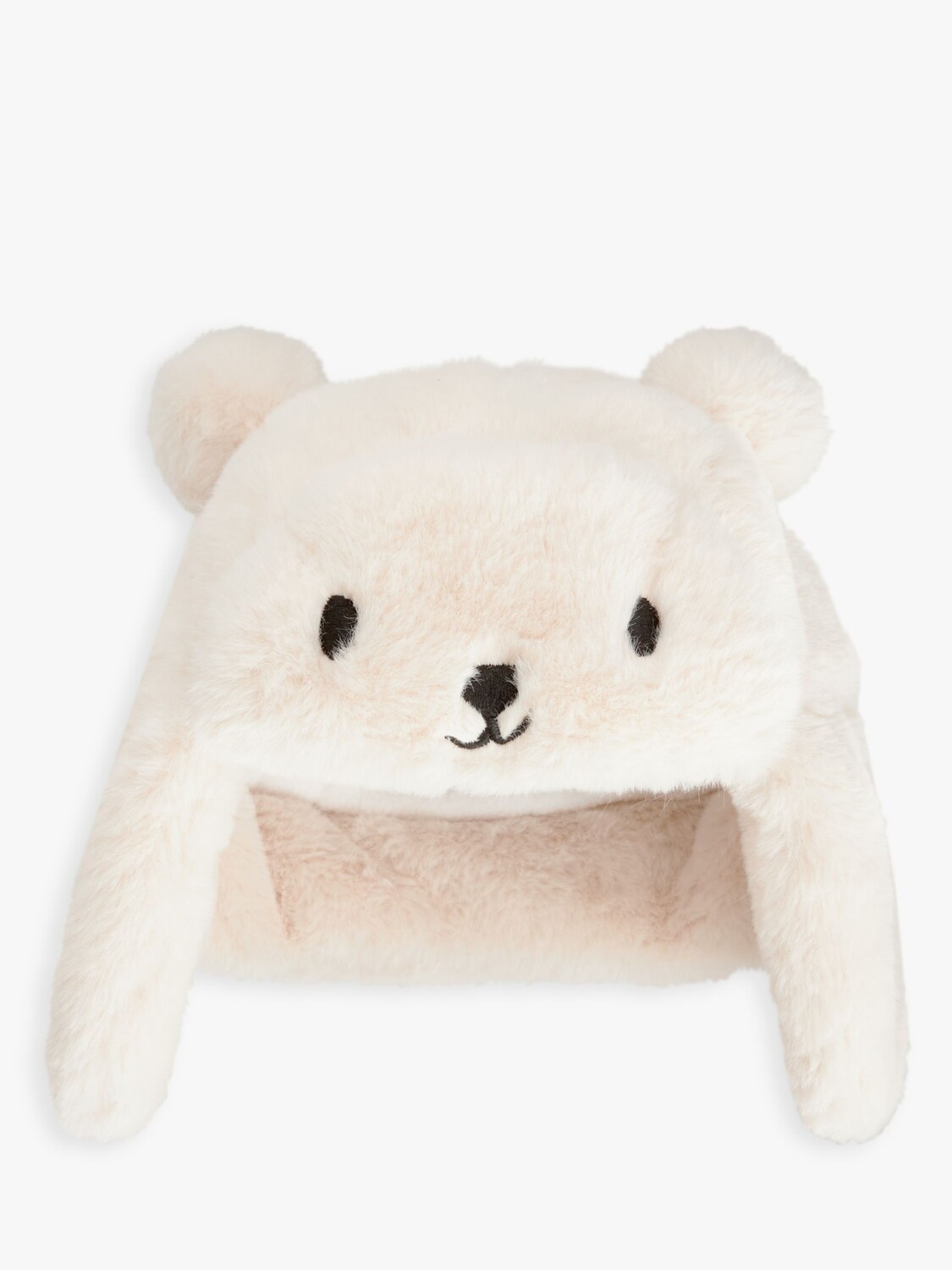 

Кремовая меховая шапка зверолова John Lewis baby медвежонок