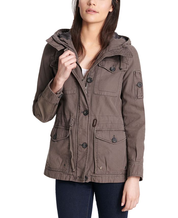 цена Женская куртка в стиле милитари с капюшоном Levi's, серый