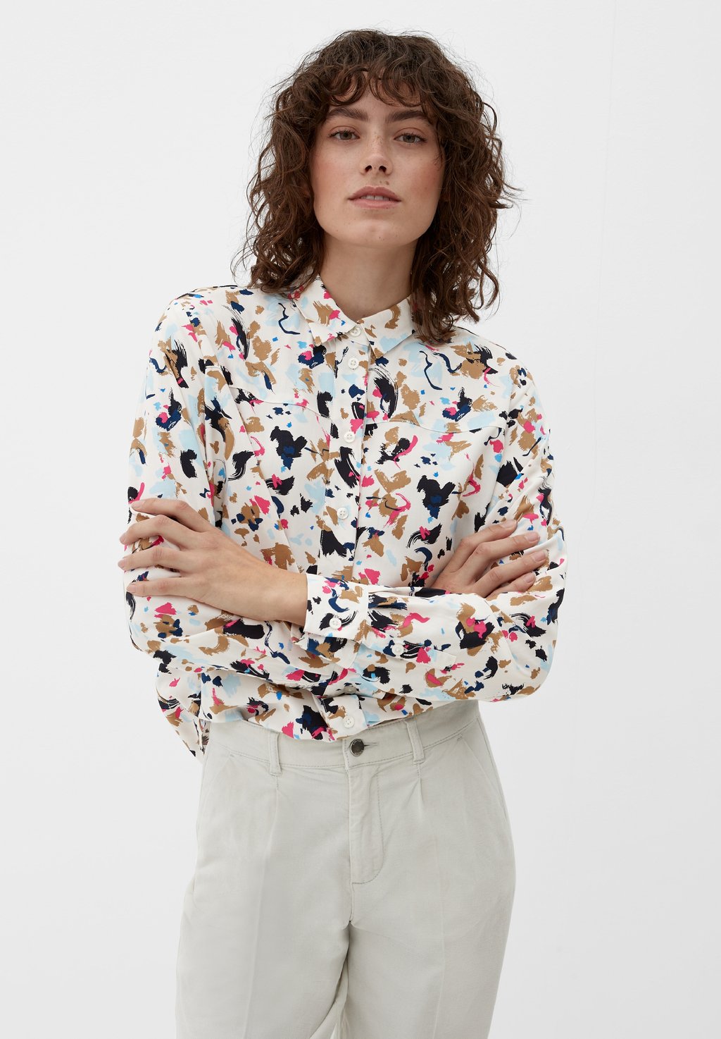 Блузка-рубашка MIT ALLOVER-PRINT s.Oliver, цвет ecru
