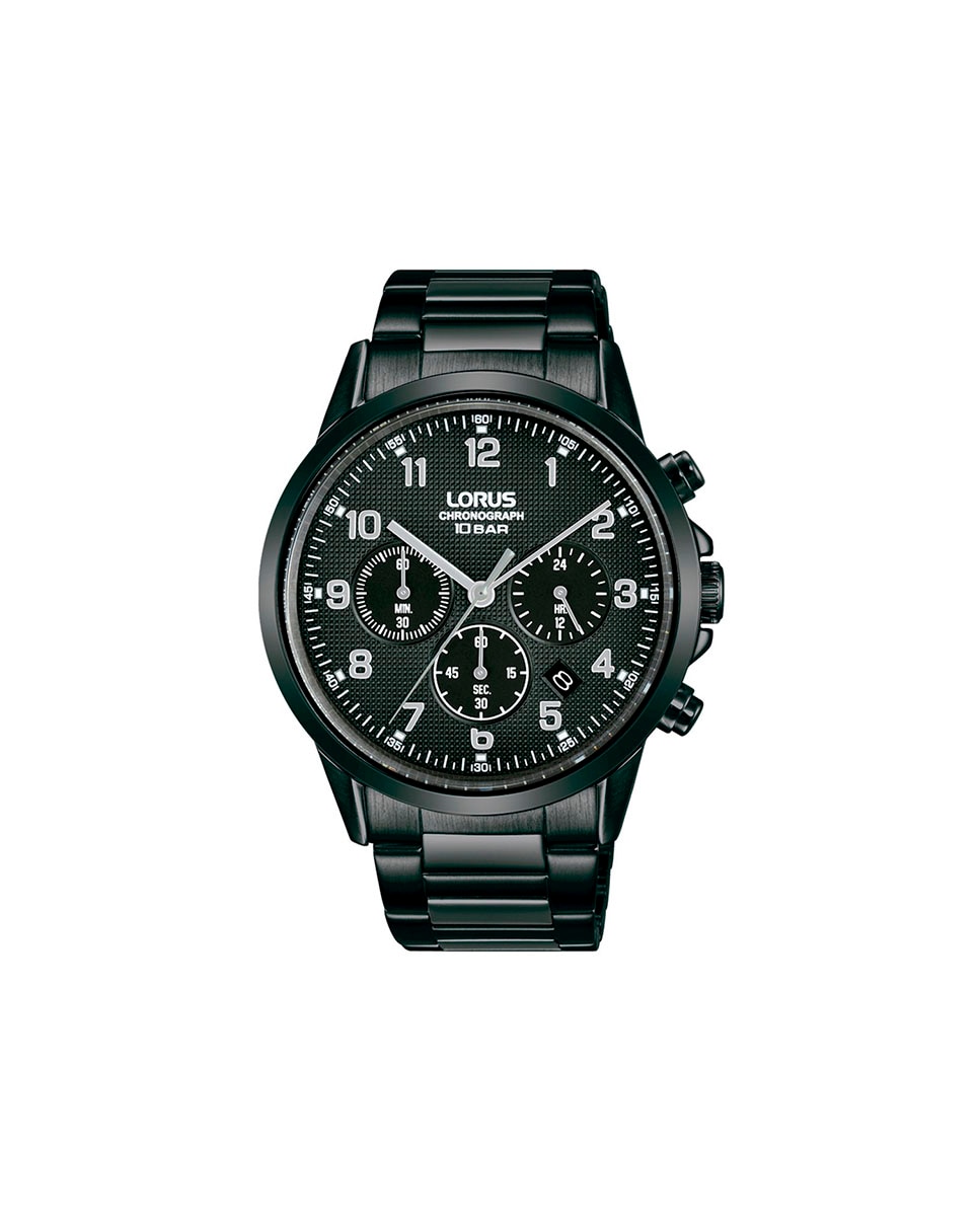 Мужские часы Sport man RT321KX9 со стальным и черным ремешком Lorus, черный мужские часы sport man r2337px9 с силиконовым и белым ремешком lorus белый