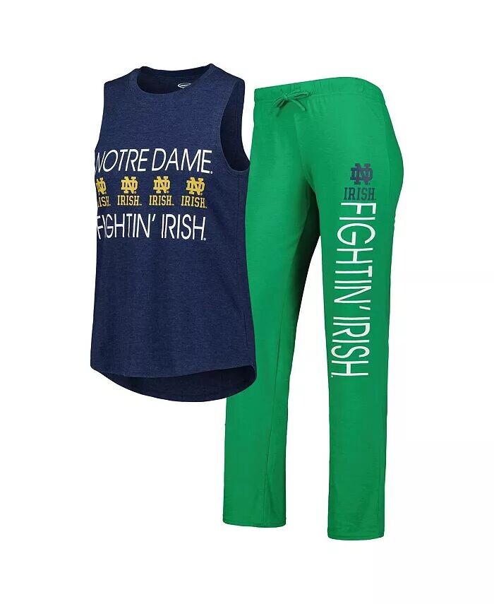 

Женский комплект для сна: зеленый Хизер, темно-синий вереск Notre Dame Fighting Irish, топ на бретелях и брюки Concepts Sport, зеленый