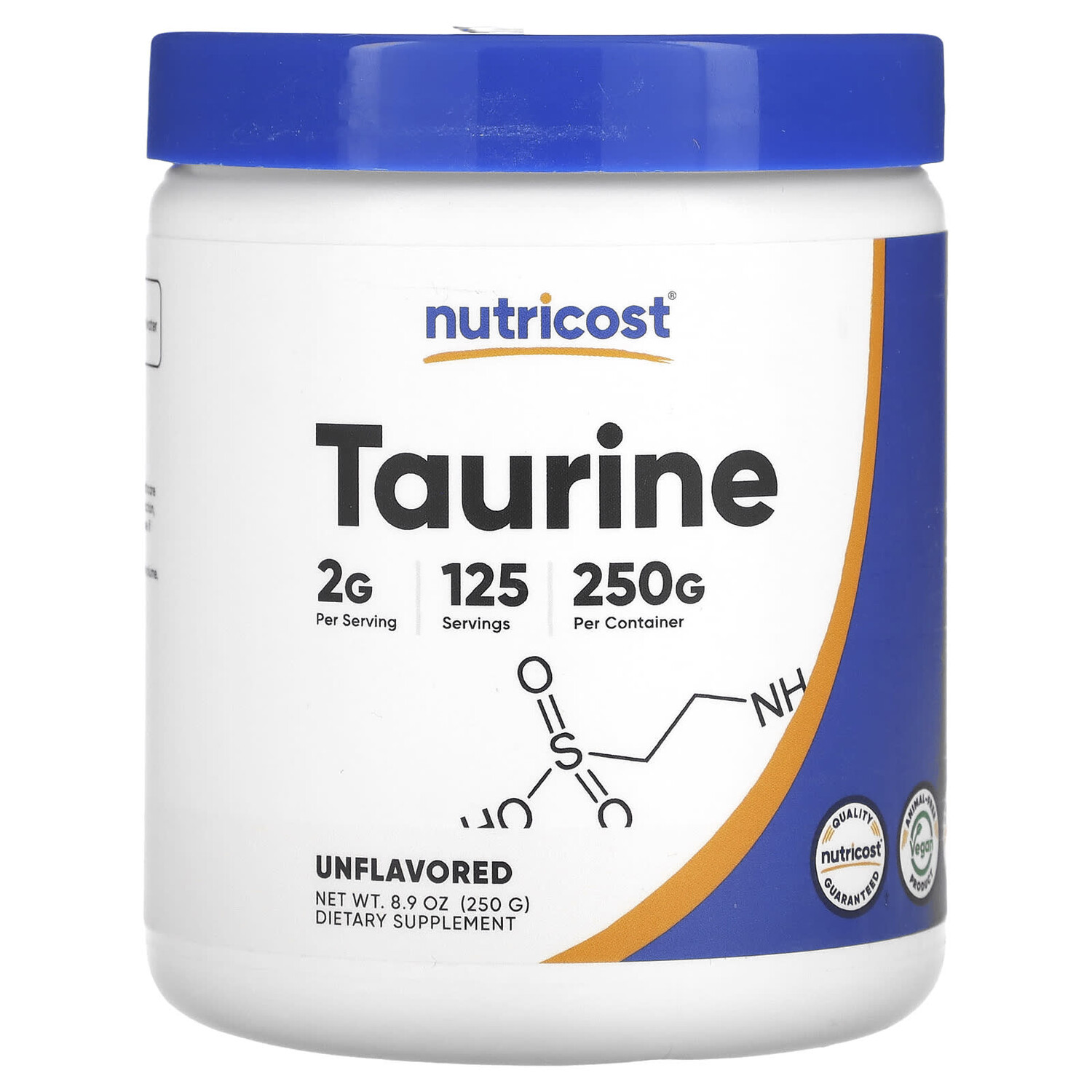 

Таурин, без добавок, 250 г (8,9 унции), Nutricost