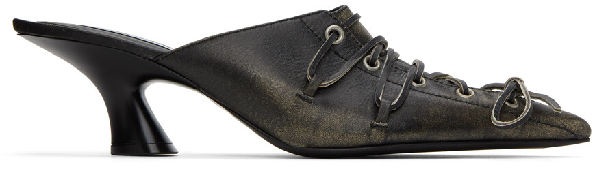 

Черные босоножки на каблуке со шнуровкой Acne Studios