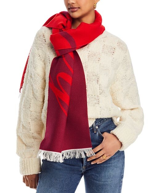 

Жаккардовый шарф с надписью Burberry, цвет Red