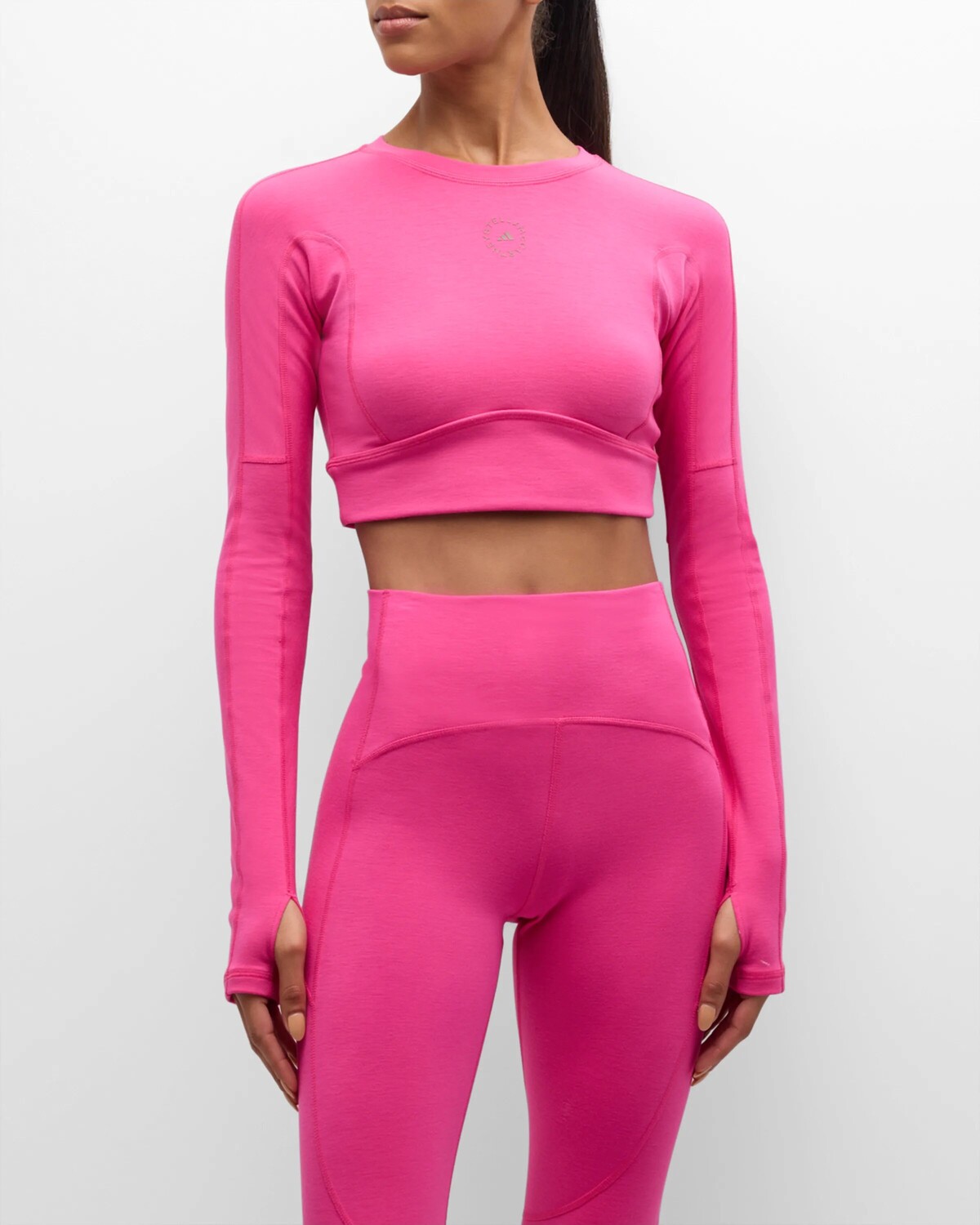 

Укороченный топ для йоги TrueStrength с длинными рукавами adidas by Stella McCartney, цвет Reamag
