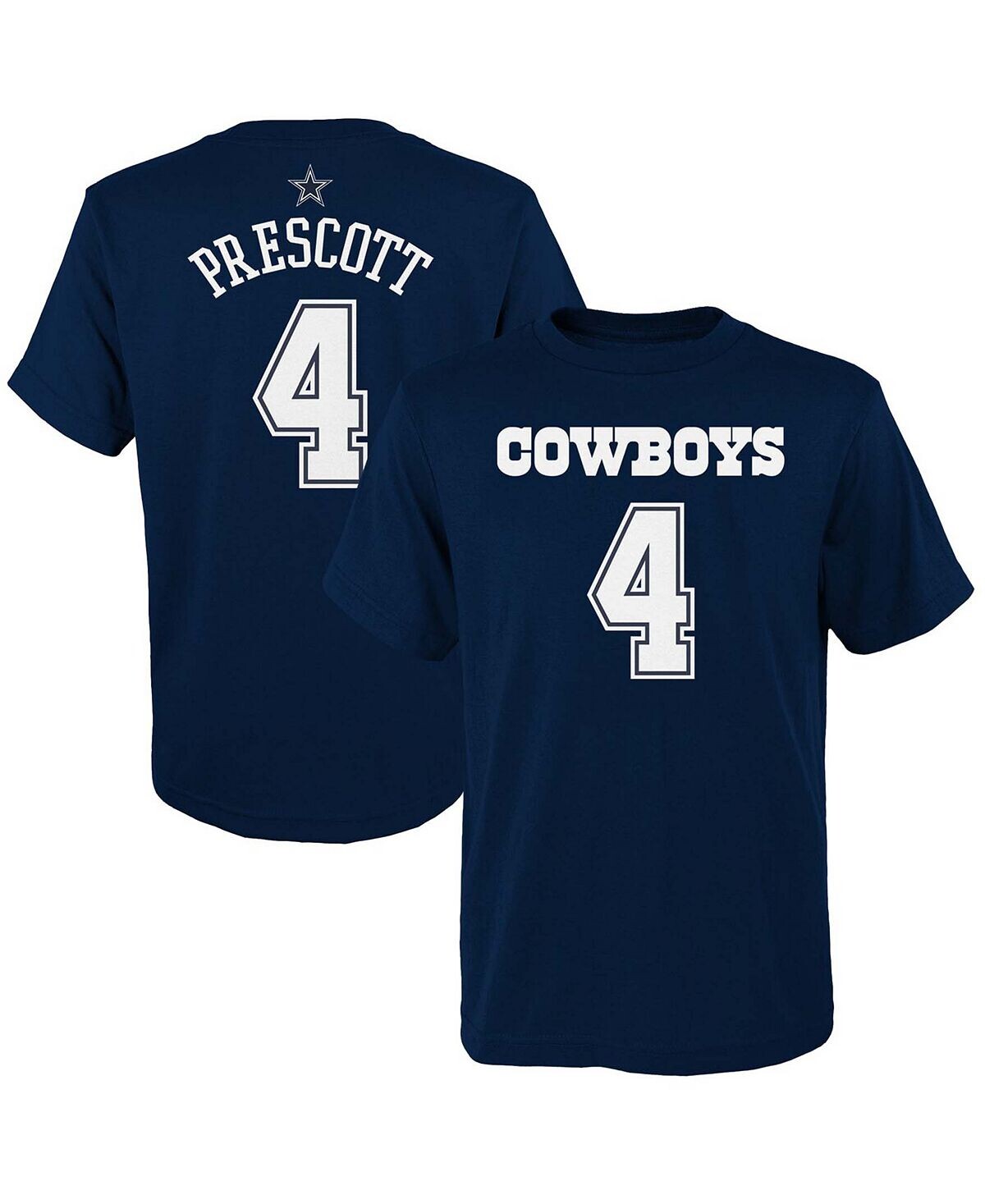 

Футболка Big Boys Dak Prescott Navy Dallas Cowboys Mainliner с именем игрока и номером Outerstuff