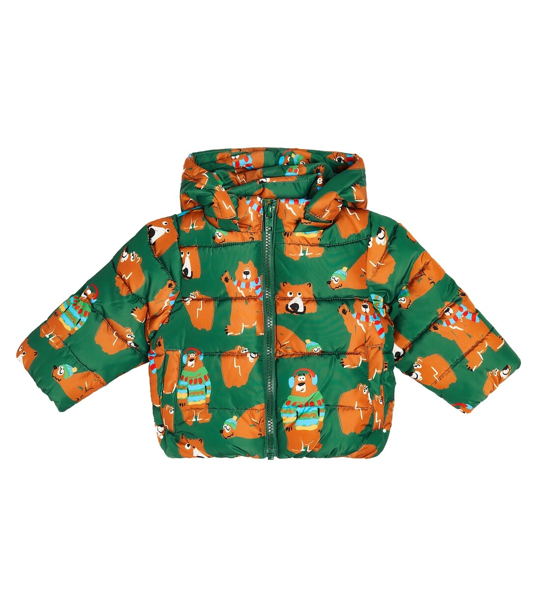 

Пуховик с капюшоном и детским принтом Stella Mccartney Kids, мультиколор