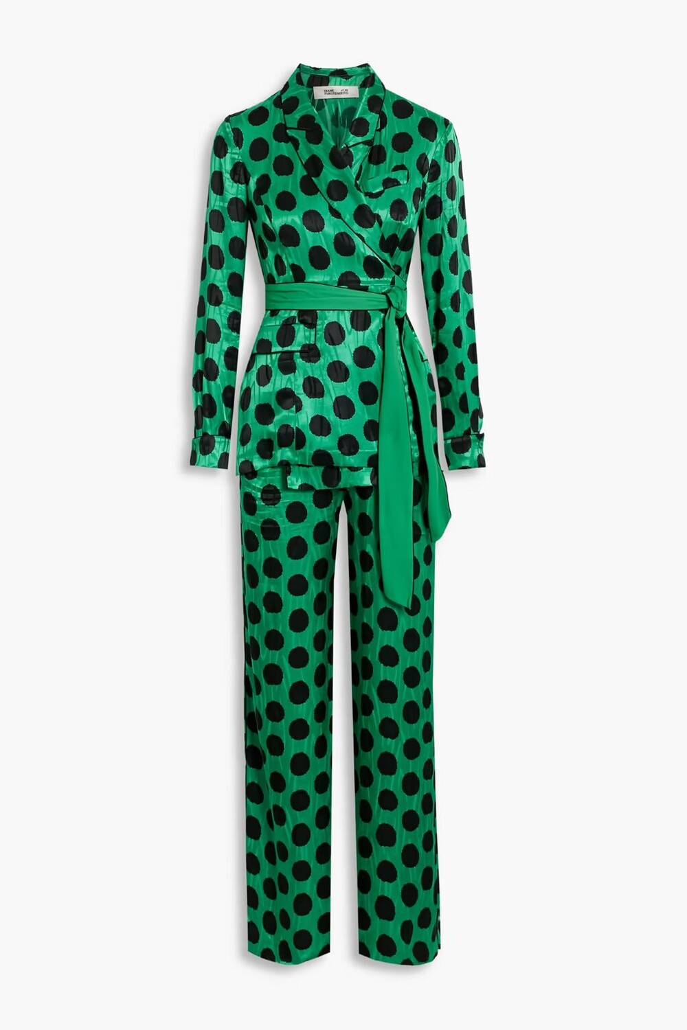 

Комбинезон Clyde широкого кроя из атласа и жаккарда с запахом в горошек Diane Von Furstenberg, зеленый