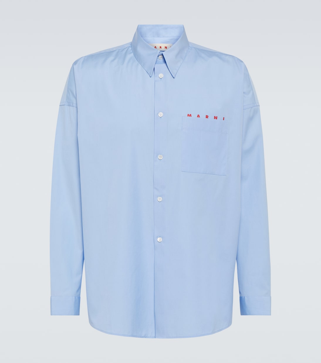 цена Рубашка из хлопкового поплина с логотипом Marni, синий