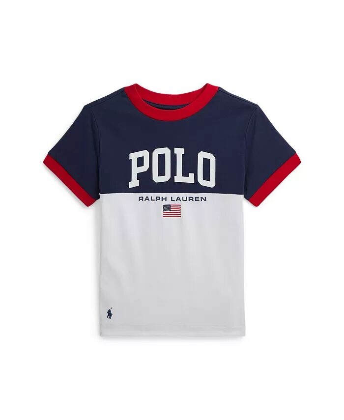 

Футболка из тяжелого хлопкового джерси с логотипом Toddler and Little Boy Polo Ralph Lauren, белый