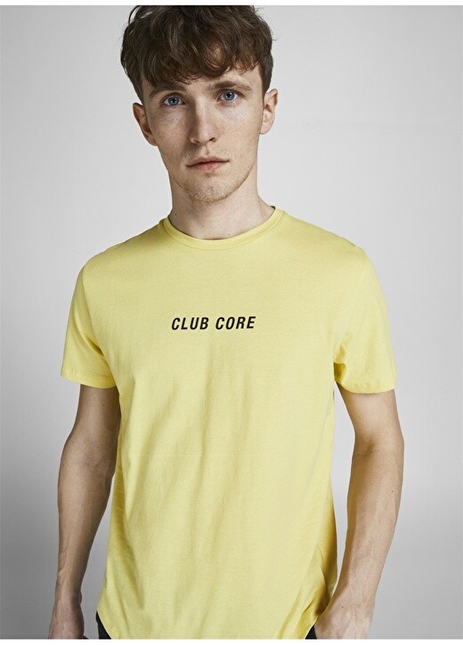 

Светло-желтая мужская футболка с круглым вырезом и принтом Jack & Jones, Желтый