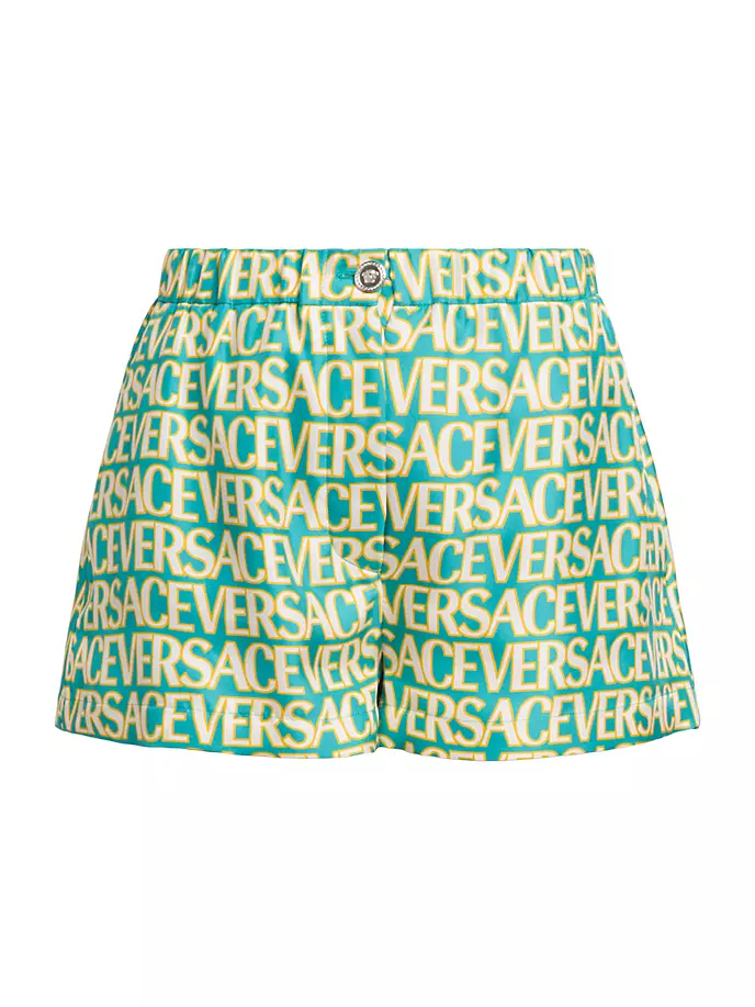 

Versace Шелковые шорты с монограммой Versace, цвет turquoise ivory