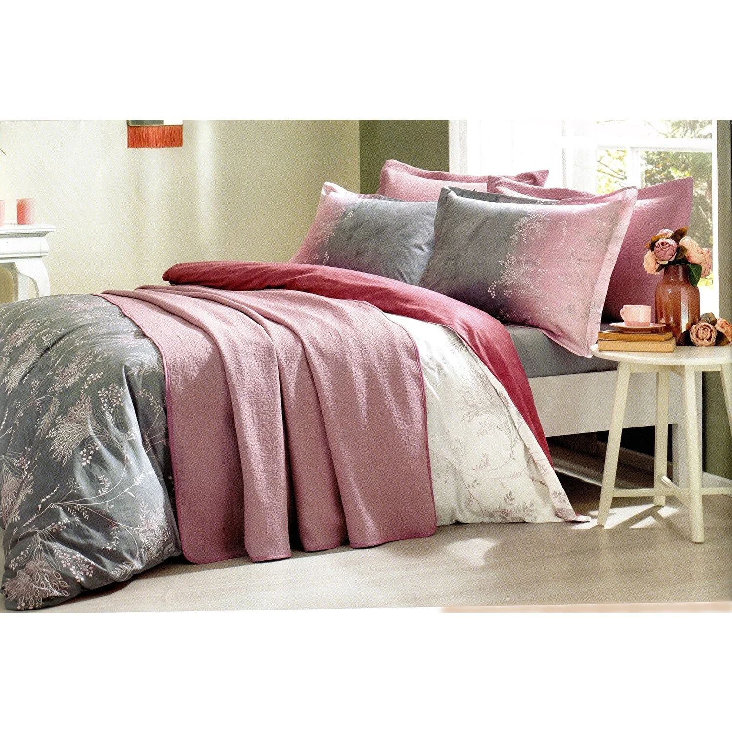 Комплект постельного белья Ozdilek Ditsy Фиолетовый комплект покрывала и пододеяльника для двуспальной кровати свободное женское летнее платье mor mor 1 oo4000 n серое размер m