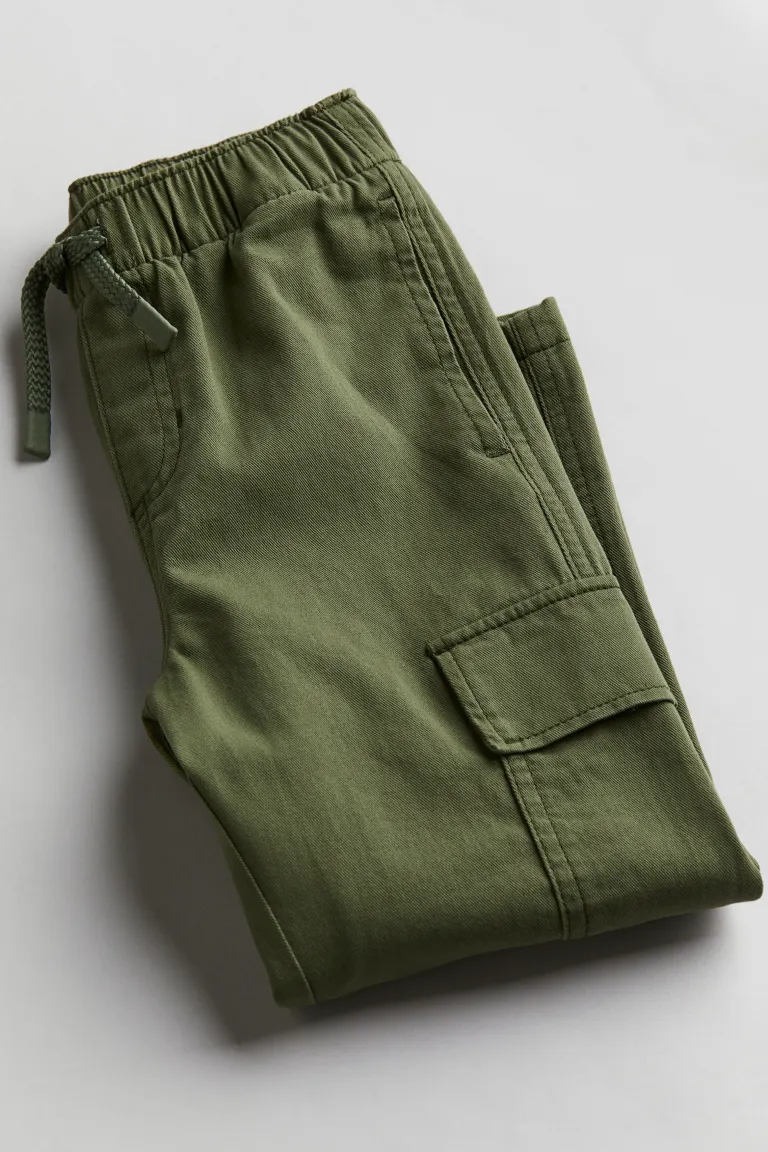 

Брюки-карго из твила H&M, зеленый