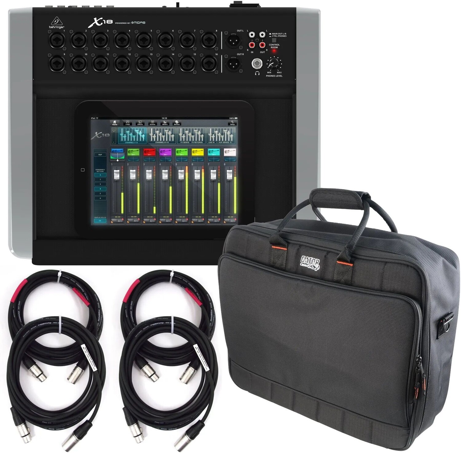 

Цифровой микшер Behringer X Air X18 с чехлом и кабелями