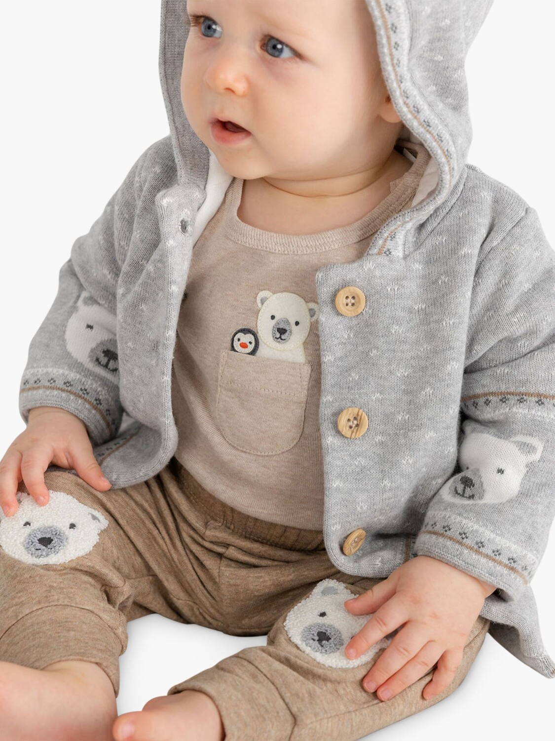 

Стеганая куртка Purebaby, жаккардовый медведь