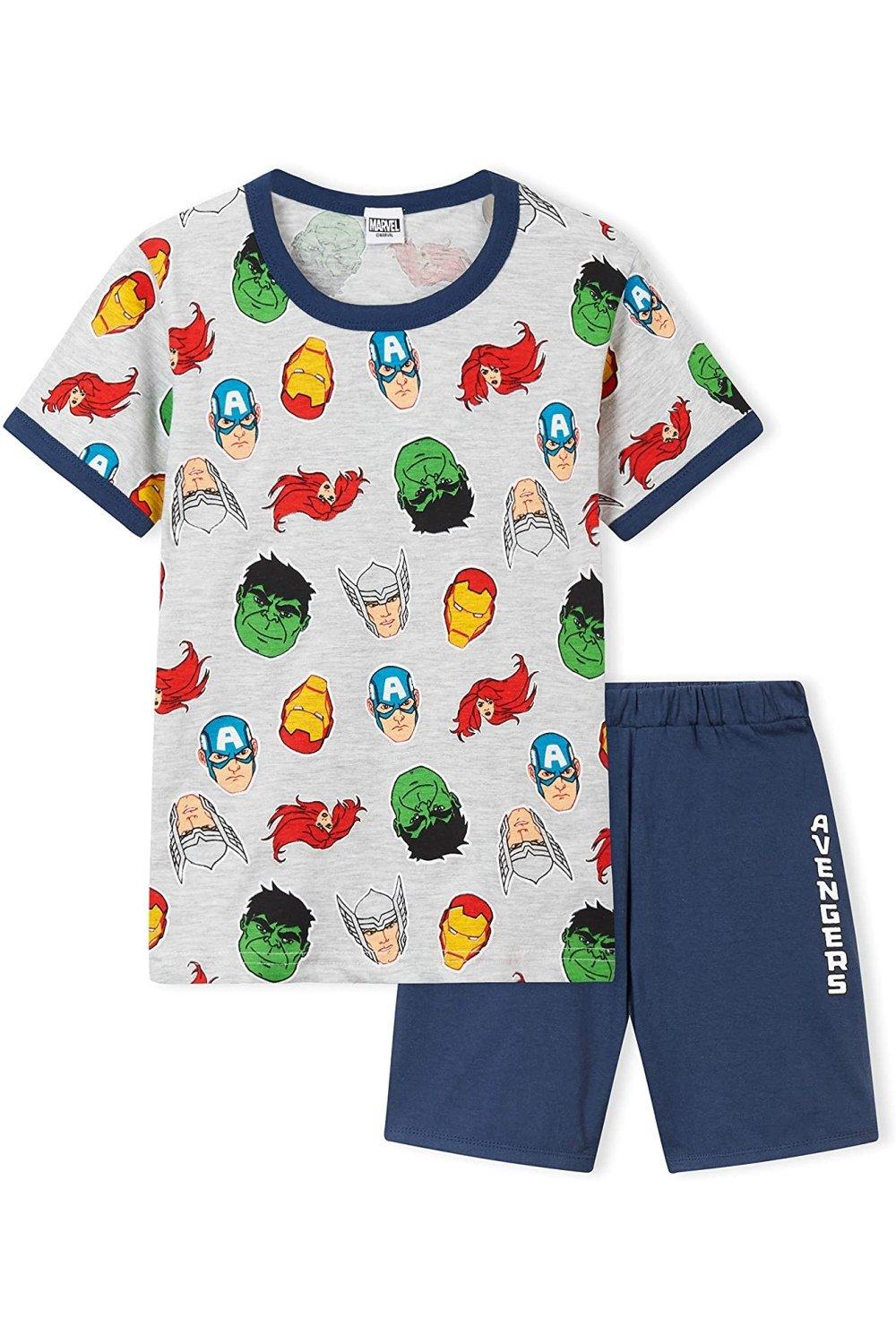 Короткий пижамный комплект Avengers Marvel, мультиколор комплект из двух предметов весна лето женские пижамы атласные пижамные комплекты одежда для сна с коротким рукавом топ пижамный комплек