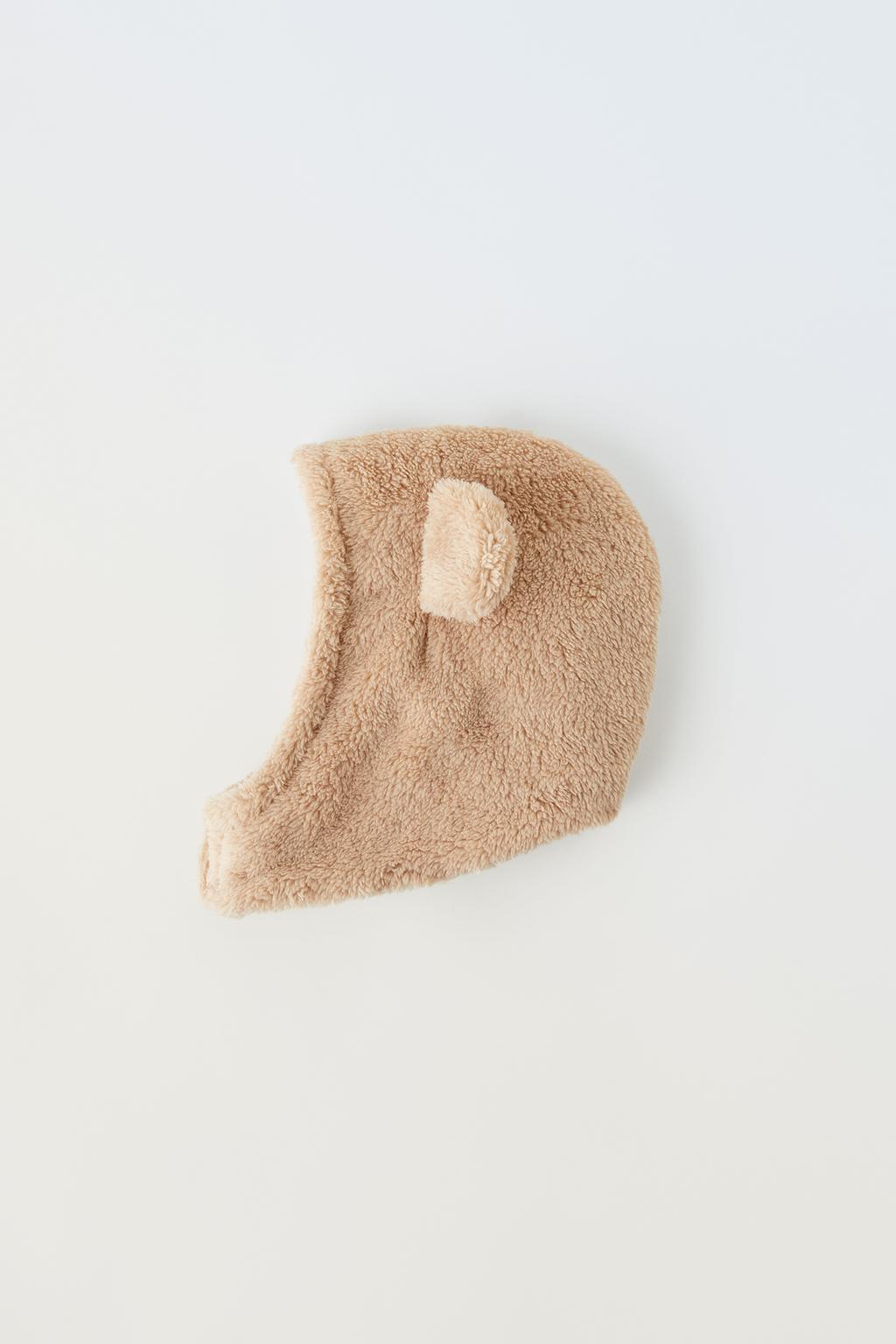 Шапка из искусственного меха с ушами ZARA, песок