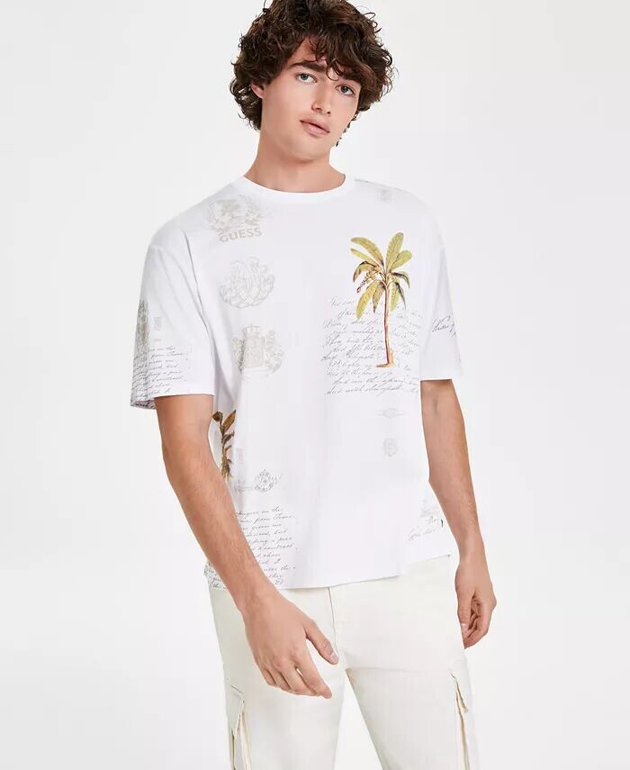

Мужская футболка с графическим логотипом Palm Tree Collage GUESS, белый