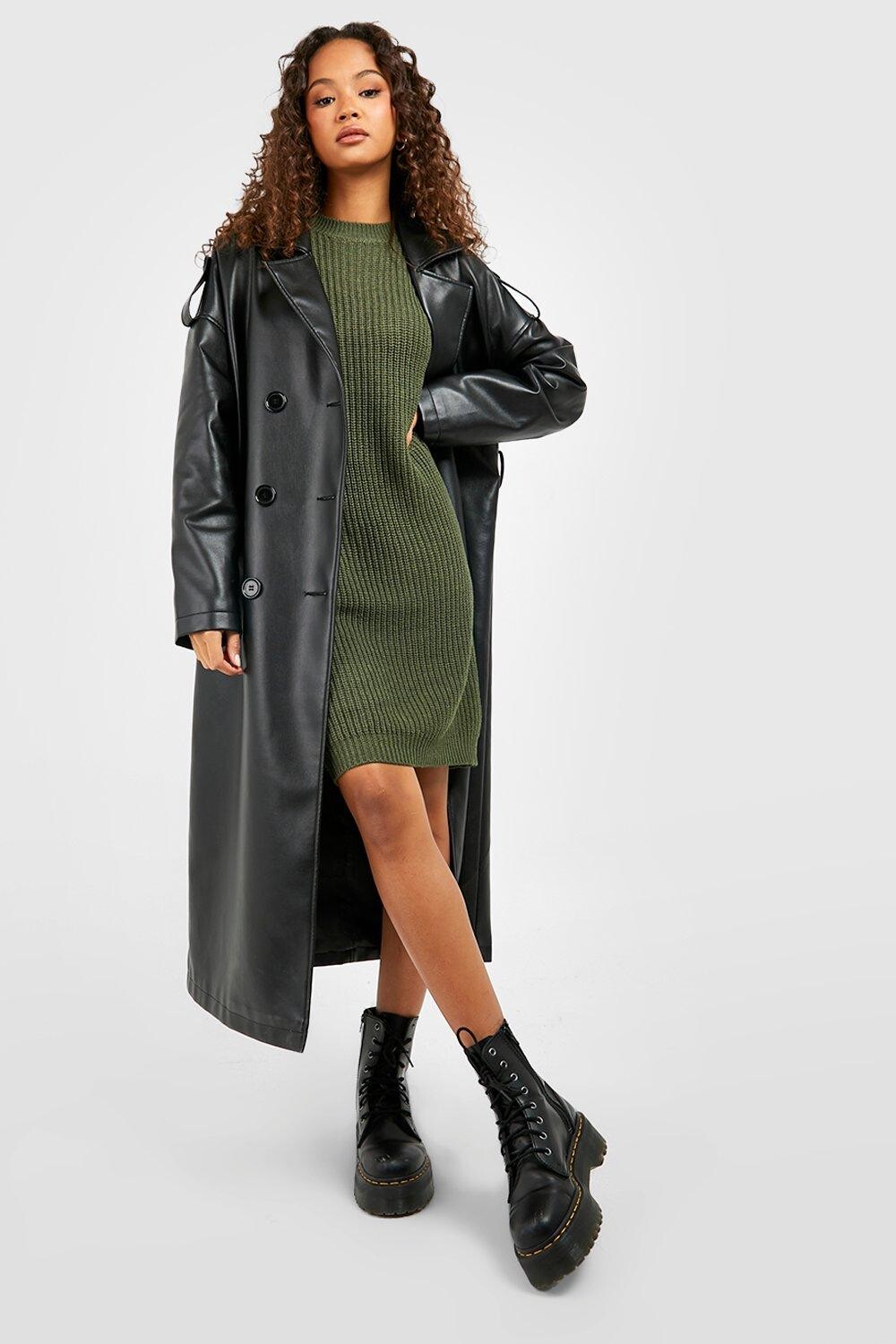 

Платье-свитер с круглым вырезом Boohoo, оливковый