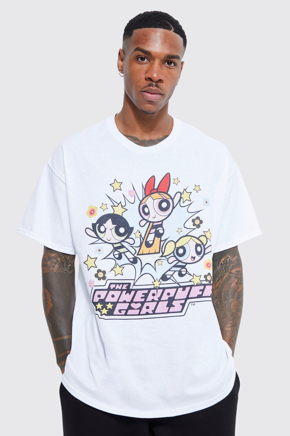 

Футболка с лицензией oversize powerpuff girls Boohoo, белый