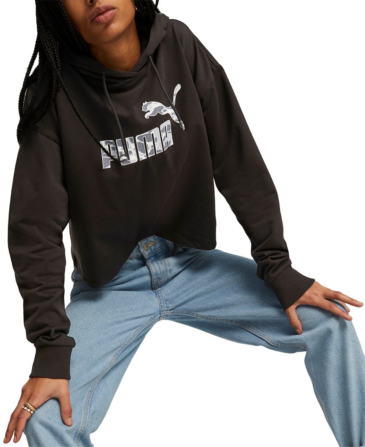 

Женская летняя худи с логотипом Puma, черный