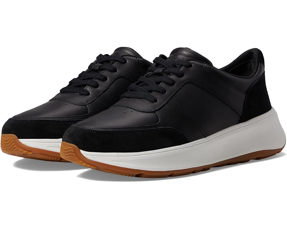 Кроссовки FitFlop F-Mode Leather/Suede Flatform Sneakers, черный цена и фото