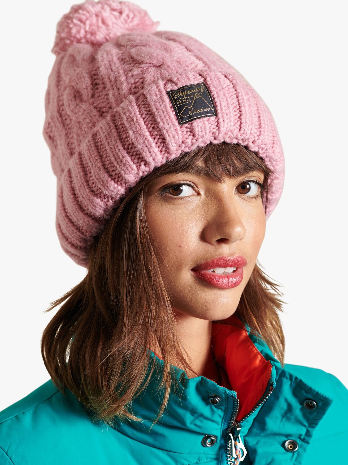 

Твидовая шапка-бини Superdry, цвет Vintage Smoke Pink