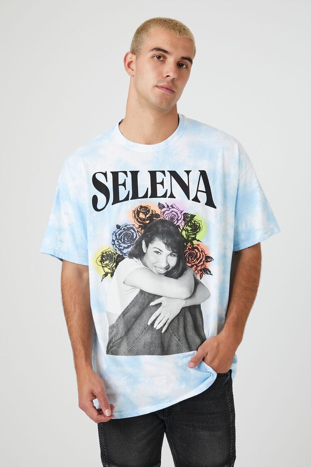 

Футболка с рисунком Tie-Dye Selena Forever 21, синий