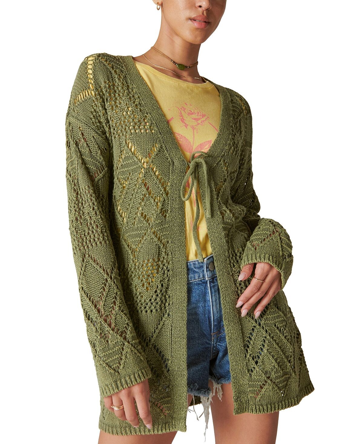 

Женский кардиган с завязками спереди и длинными рукавами Lucky Brand