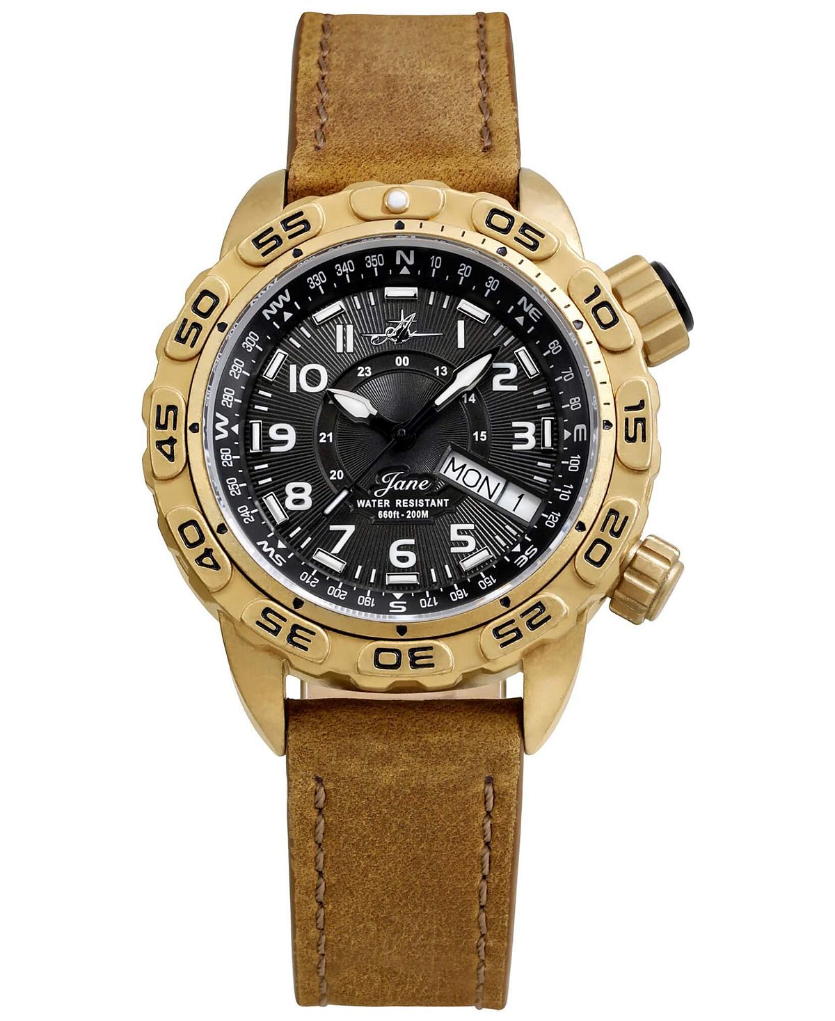 donald angus outlaw Женские часы Jane с коричневым кожаным ремешком, 35 ​​мм Abingdon Co.
