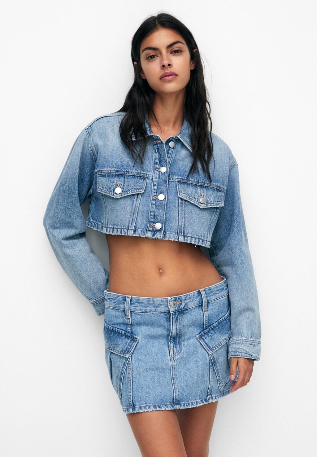 

Юбка-трапеция PULL&BEAR, синий