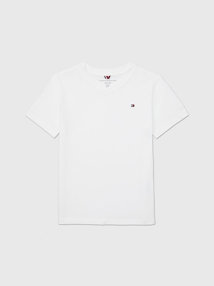 

Детская однотонная футболка с v-образным вырезом Tommy Hilfiger