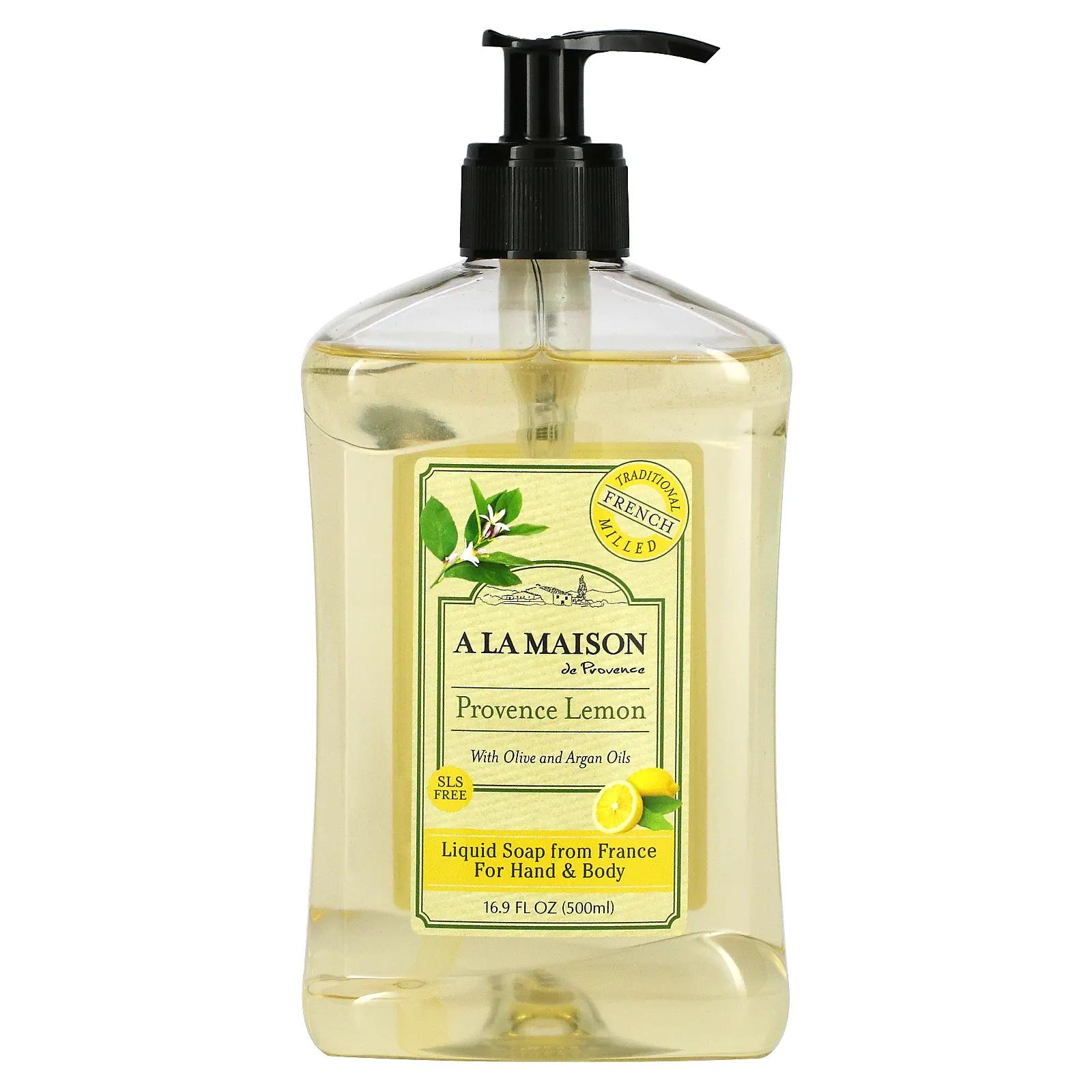 цена A La Maison de Provence Liquid Soap For Hands & Body Provence Lemon 16.9 fl oz (500 ml)