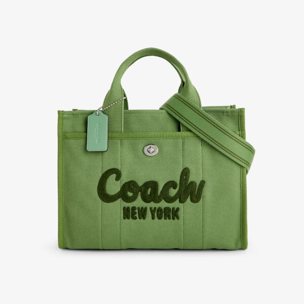

Холщовая сумка-тоут со съемным ремешком и вышитым логотипом Coach, зеленый
