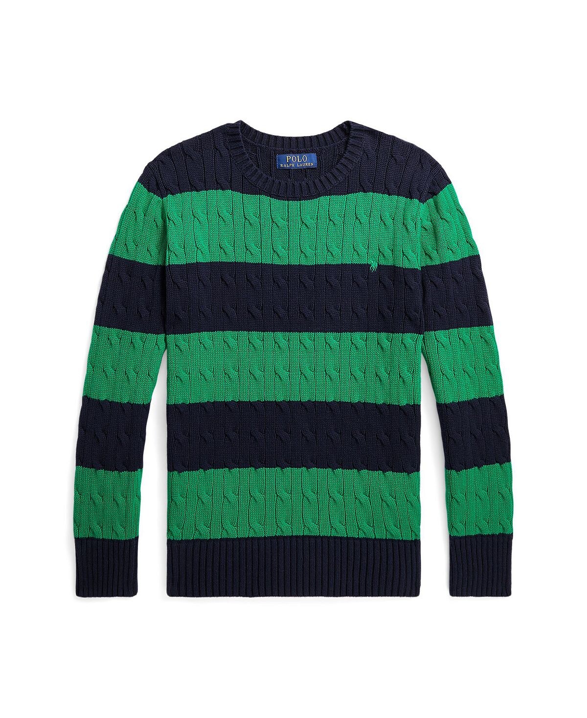 

Полосатый хлопковый свитер косой вязки для больших мальчиков Polo Ralph Lauren