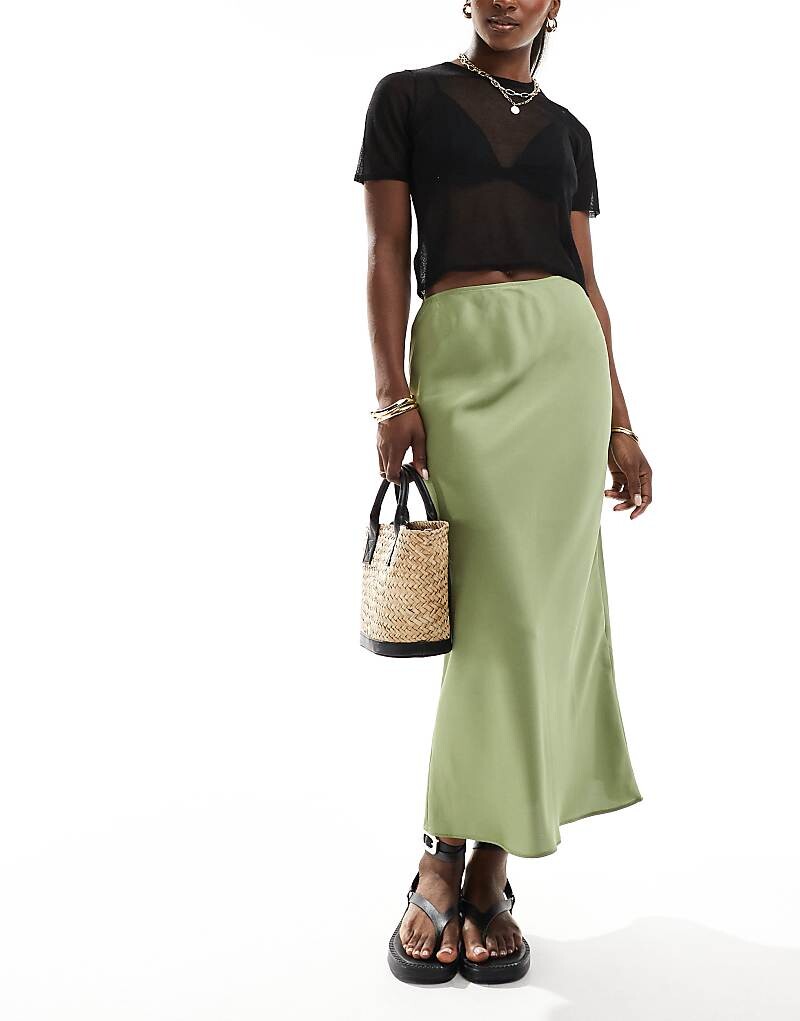 

ASOS DESIGN – Юбка миди цвета хаки цвета хаки