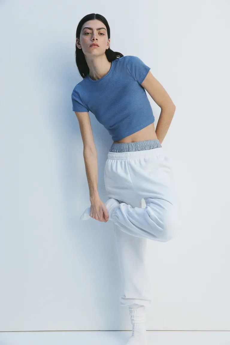 

Укороченная блузка из ребристой вязки H&M, синий