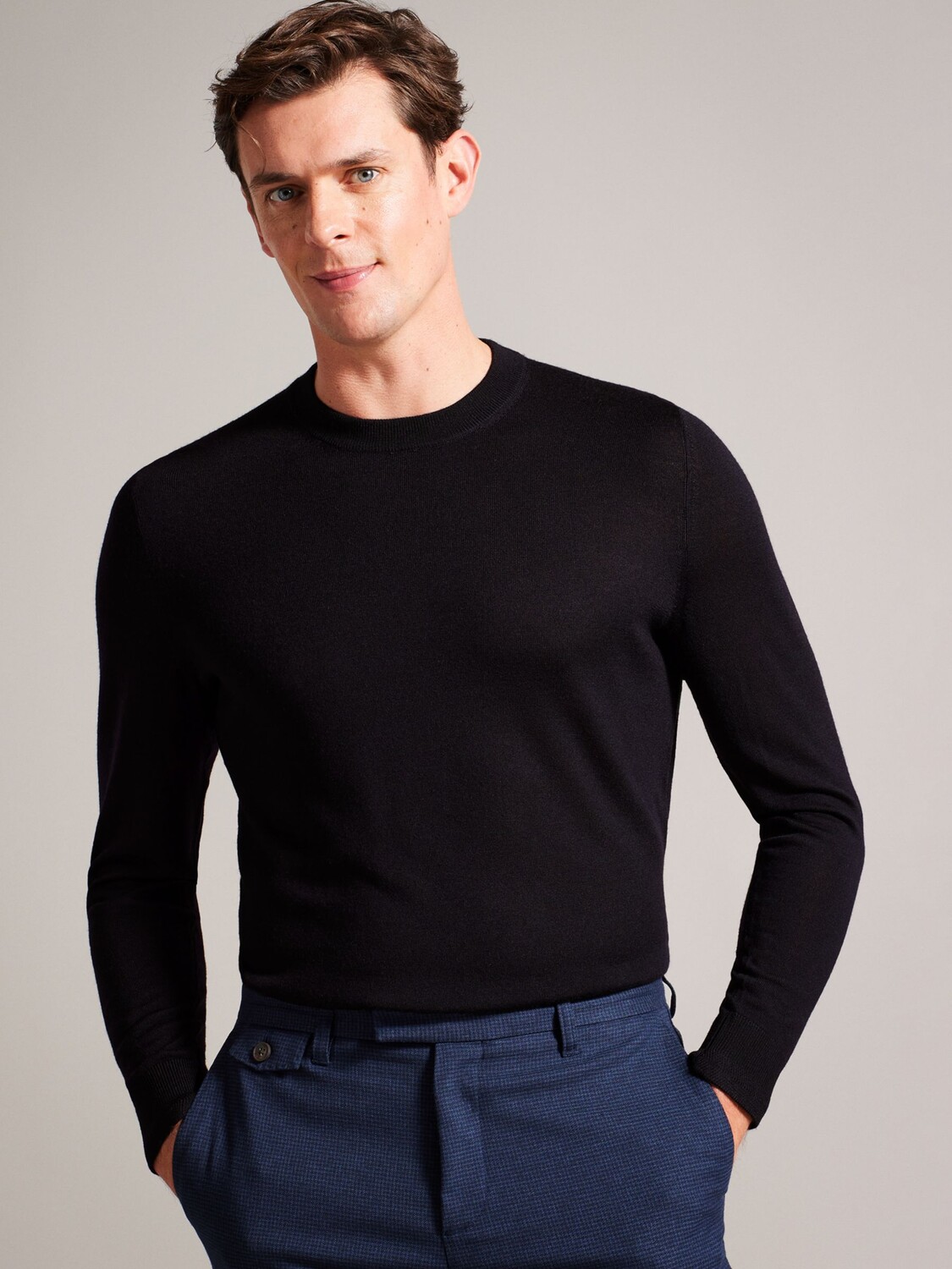 

Джемпер с длинными рукавами и круглым вырезом Carnby Ted Baker, темно-синий