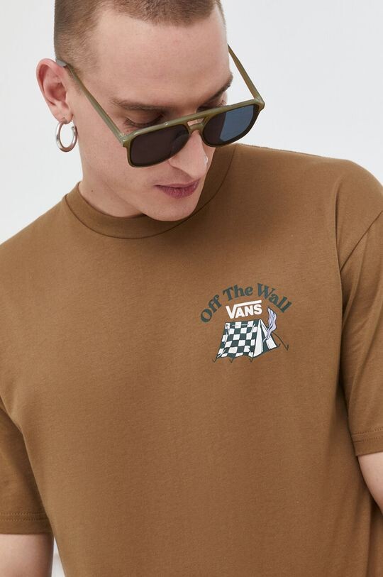 

Хлопковая футболка Vans, коричневый
