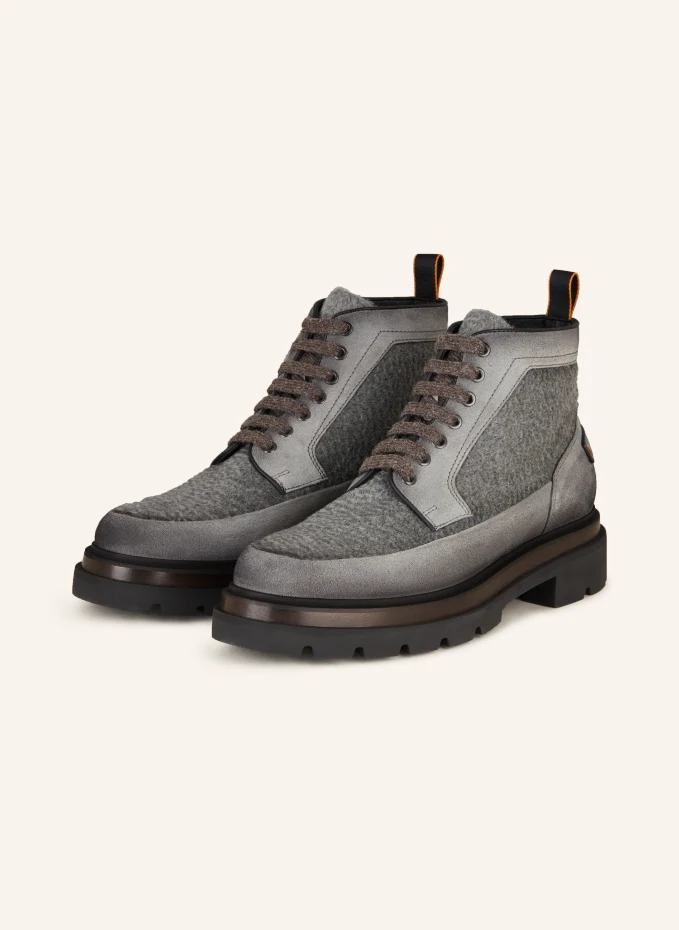 

Сапоги develop на шнуровке с натуральным мехом Santoni, серый
