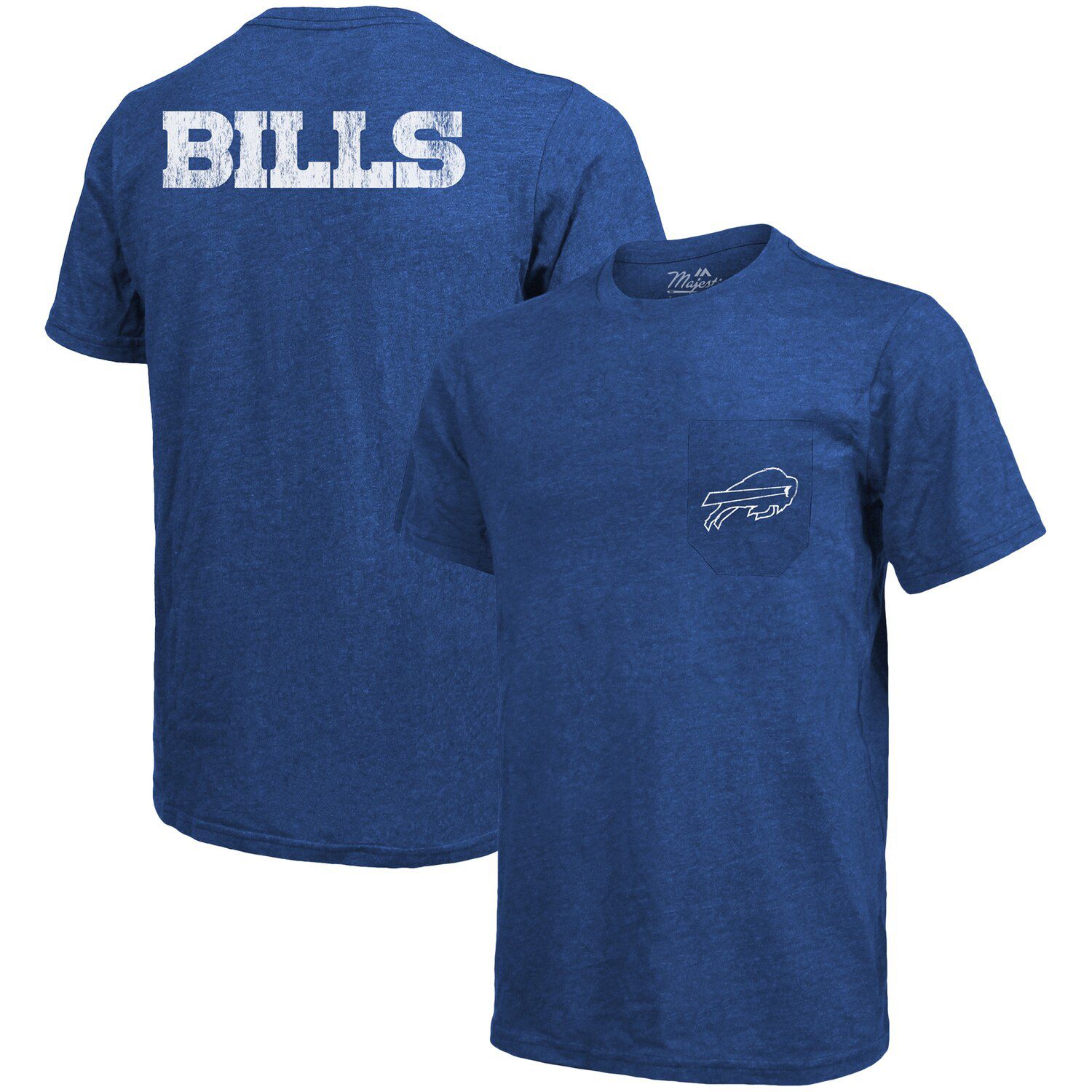 Футболка с карманами Tri-Blend Threads Buffalo Bills - Королевский Majestic футболка с карманами tri blend threads detroit lions синяя majestic