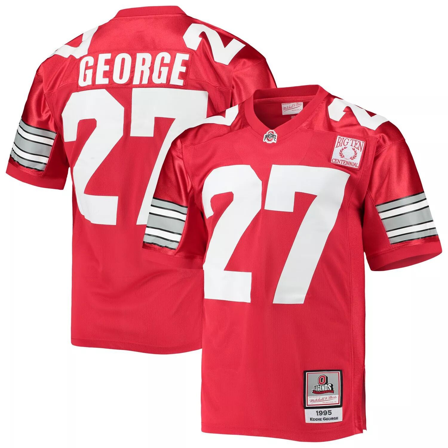 

Мужская футбольная майка Mitchell & Ness Eddie George Scarlet Ohio State Buckeyes 1995 года с оригинальным ретро-стилем