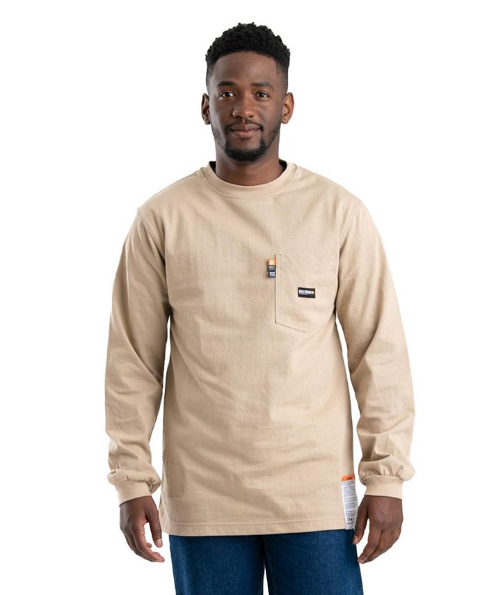 цена Мужская огнестойкая футболка с круглым вырезом и карманами, большая и высокая Berne, цвет Khaki