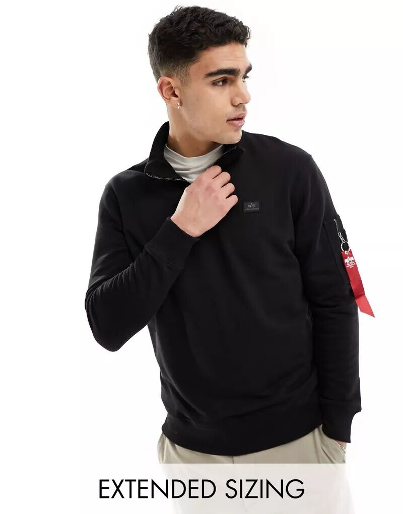 

Черная толстовка на молнии с половинной молнией Alpha Industries X-fit