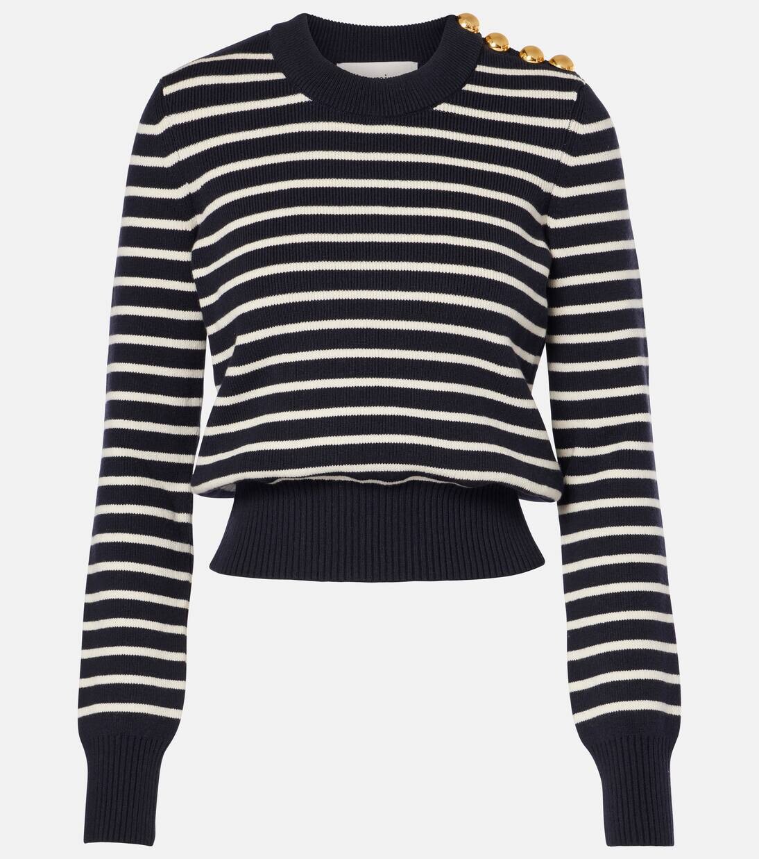 

Свитер из хлопка и шерсти в матросском стиле Ami Paris, цвет navy blue