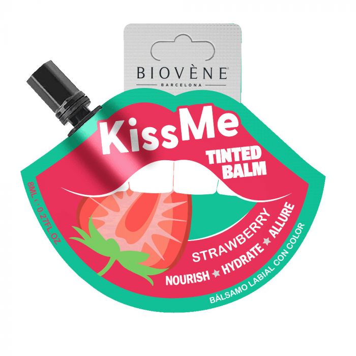 цена Бальзам для губ Kiss Me Bálsamo Labial Fresa con Color Biovène, 8 ml