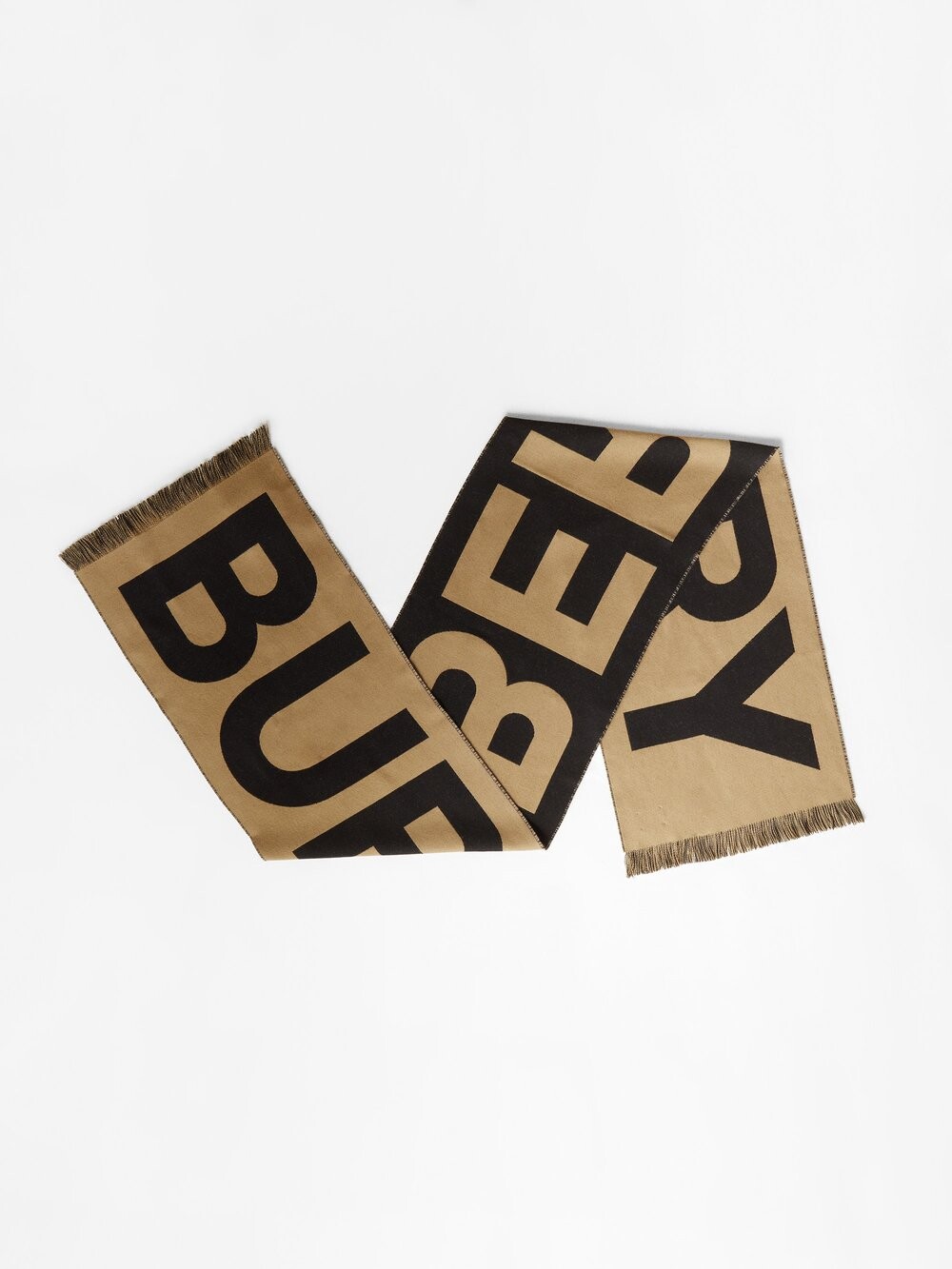 

Жаккардовый шерстяной шарф с логотипом Burberry, бежевый